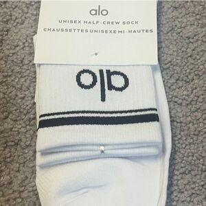 ALO Yoga White Half-Crew Athletic Socks Unisex White 1 Pair Size MEDIUM